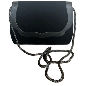 Women’s Small Faux Velvet Envelope Style Clutch Purse With Corded Shoulder Strap